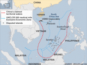 China's excessive maritime claims (UNCLOS-based EEZ claims in blue)