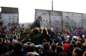 Germans tear down the Berlin Wall, November 1989. (Image via REMC.org)